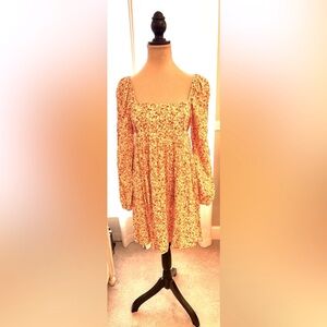 Copper Key Orange Floral Long Sleeve Dress